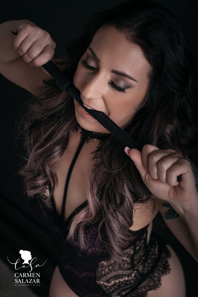 dominatrix inspired boudoire, boudoir photography by Carmen Salazar;